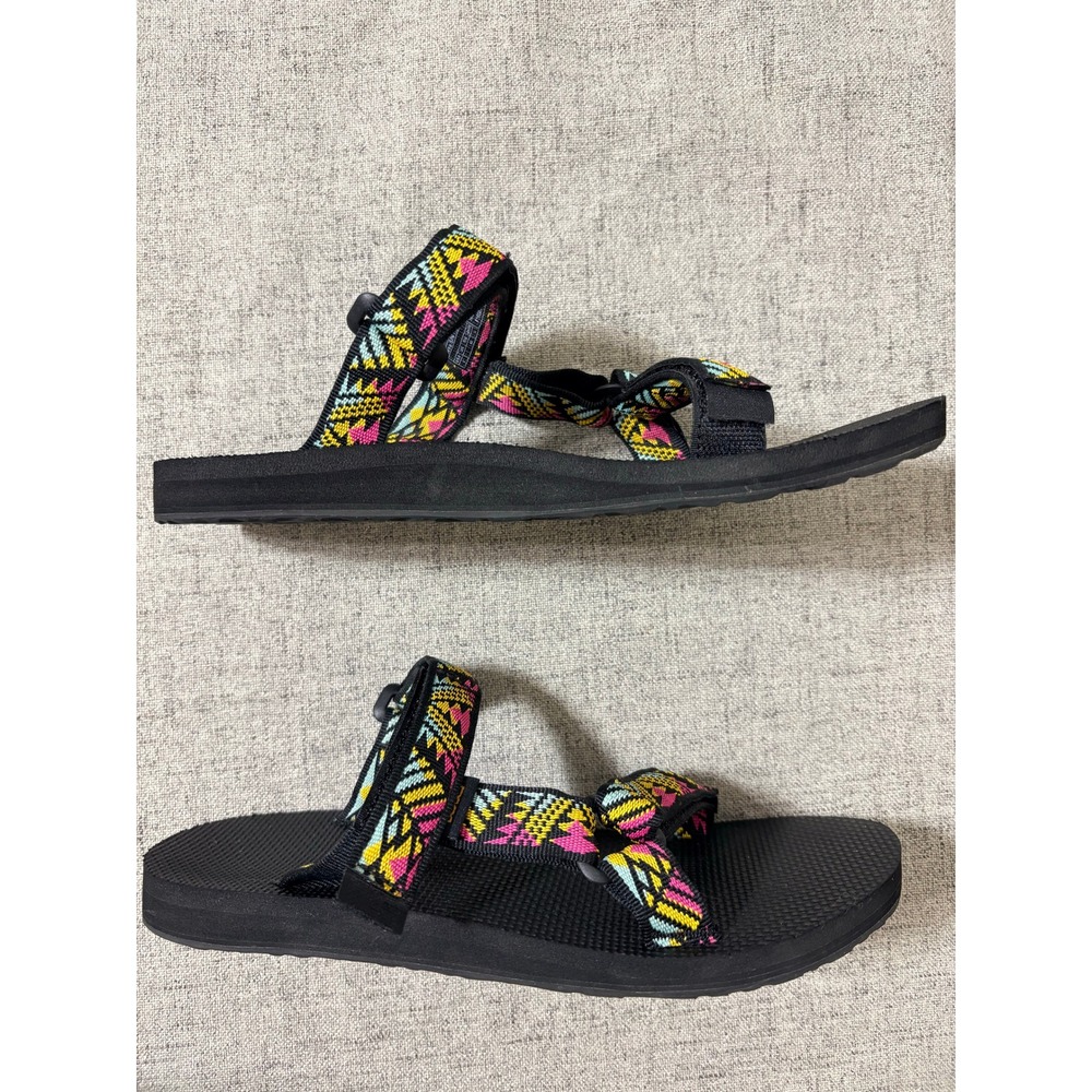 Teva Original Universal Sandals Women 9 Black Multi Geometric Strappy Sport - Picture 5 of 6
